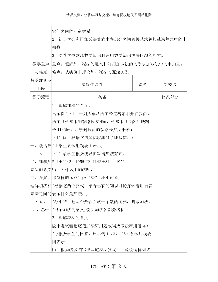 最新人教版小学四年级数学下册全册教案教学设计.doc_第2页