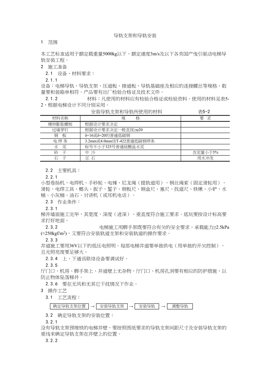 002导轨支架和导轨安装工艺建筑工程施工组织设计.docx_第1页