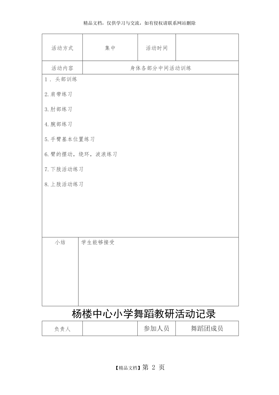 杨楼中心小学舞蹈教研活动记录.doc_第2页