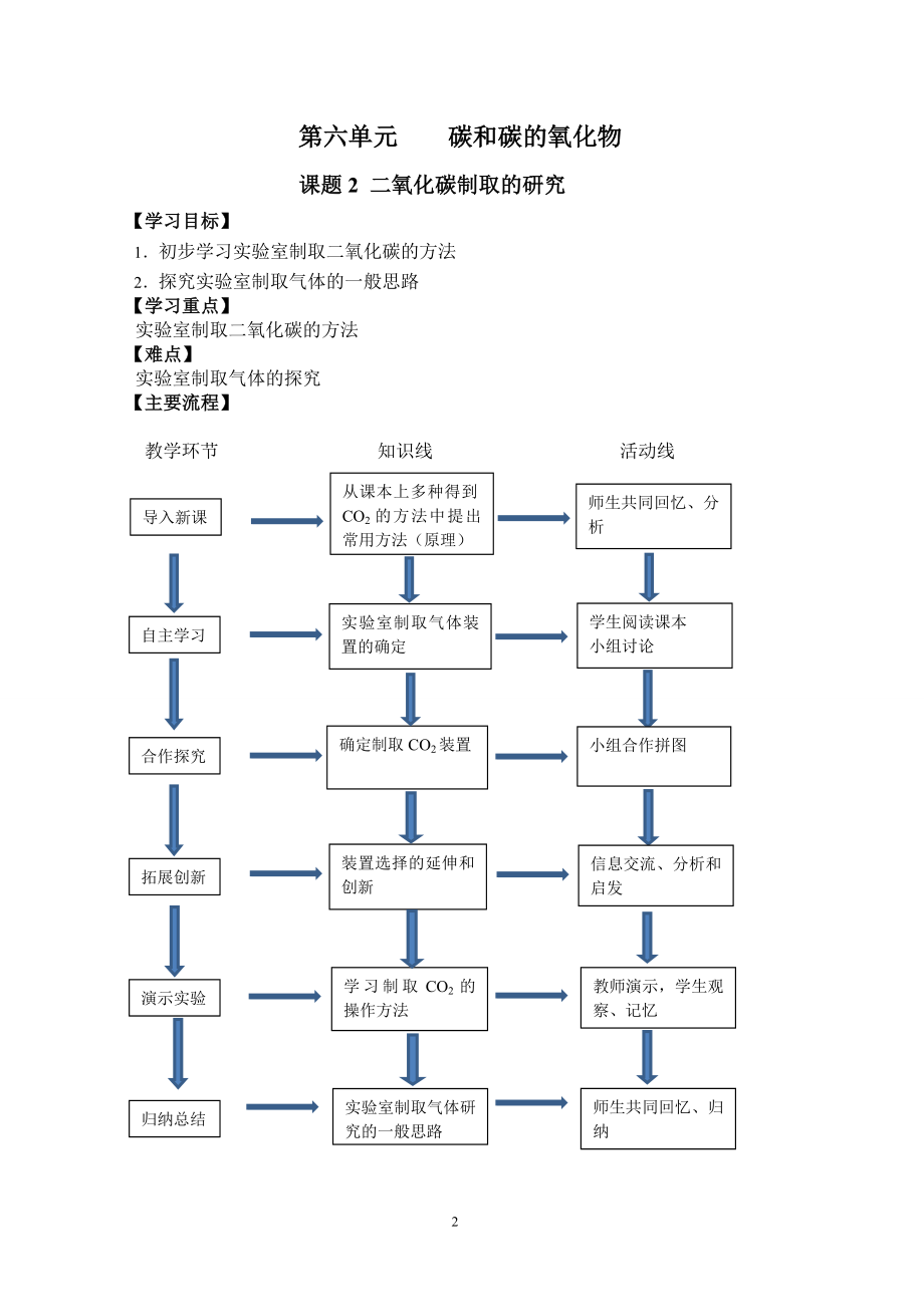 二氧化碳制取的研究教学设计(全国优质课获奖).doc_第2页