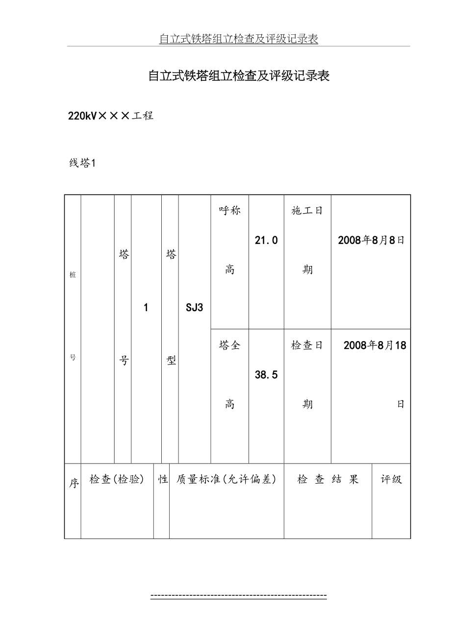 自立式铁塔组立检查及评级记录表.doc_第2页