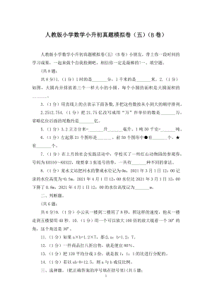 人教版小学数学小升初真题模拟卷(五)(B卷).docx