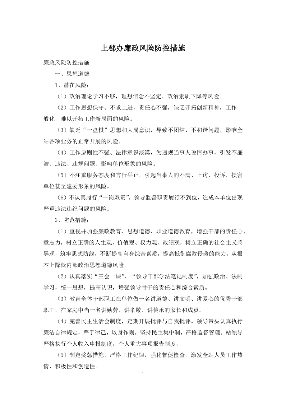 上郡办廉政风险防控措施.docx_第1页