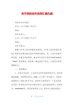 关于项目合作合同汇编九篇.docx