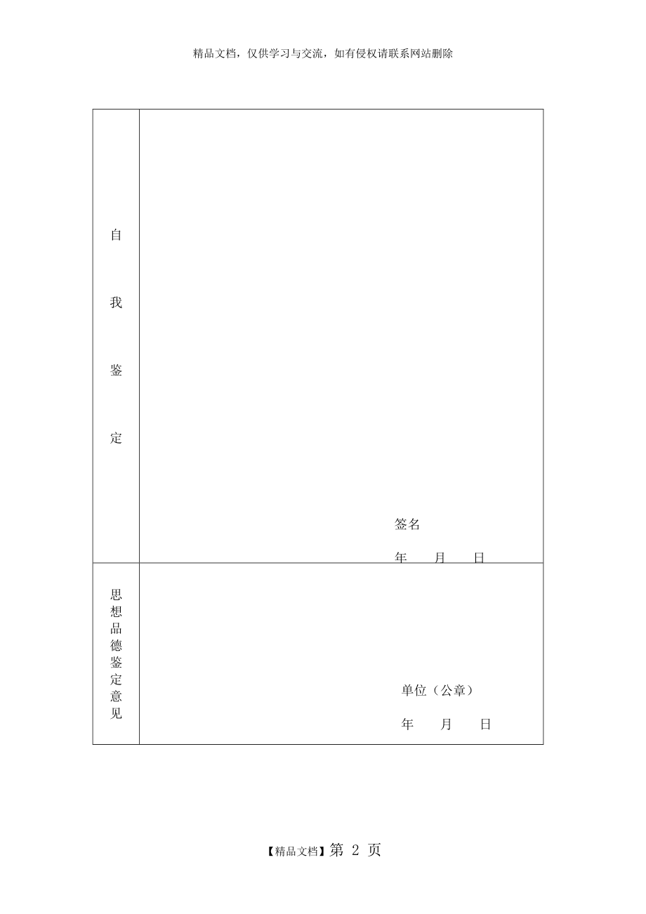 河南省高等教育自学考试毕业生思想品德鉴定表.doc_第2页