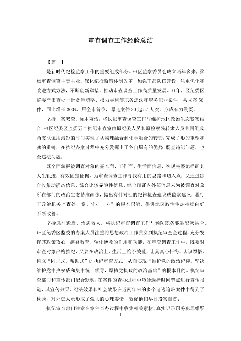 审查调查工作经验总结.docx_第1页