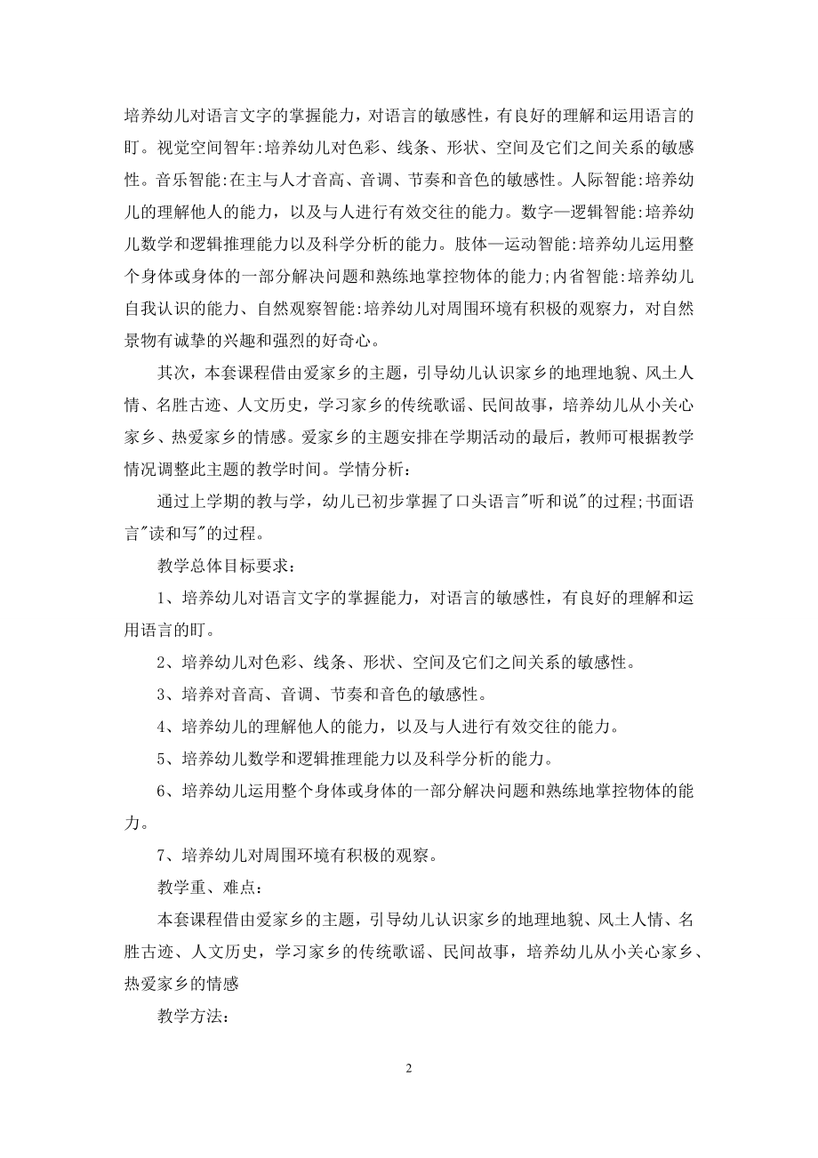 幼儿大班教学工作计划锦集九篇.docx_第2页