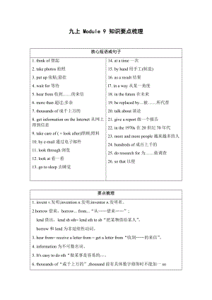 外研版九年级上 Module 9 知识要点梳理.docx