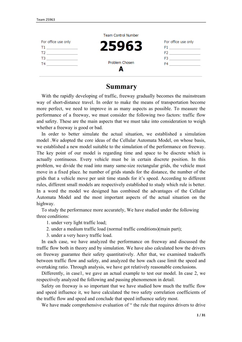 Intelligent controlled transportation system美赛数学建模文章-交通建模方面.doc_第1页