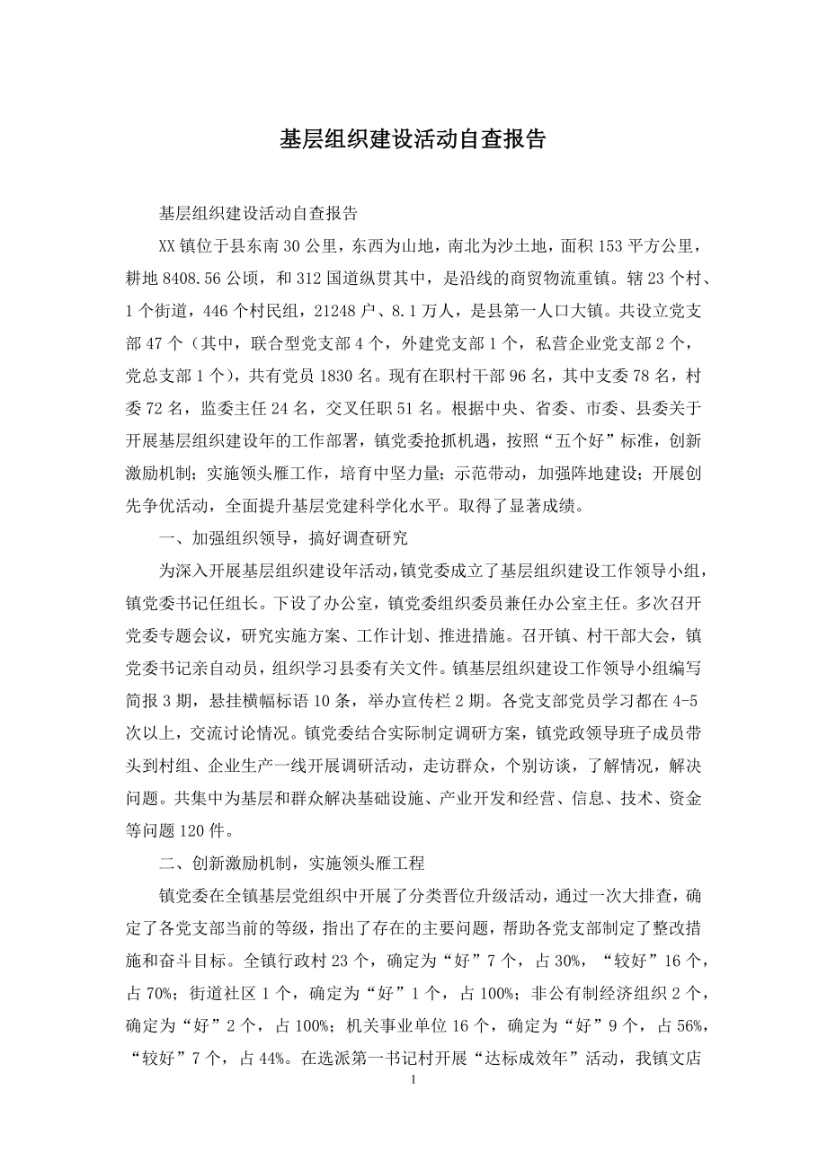 基层组织建设活动自查报告.docx_第1页