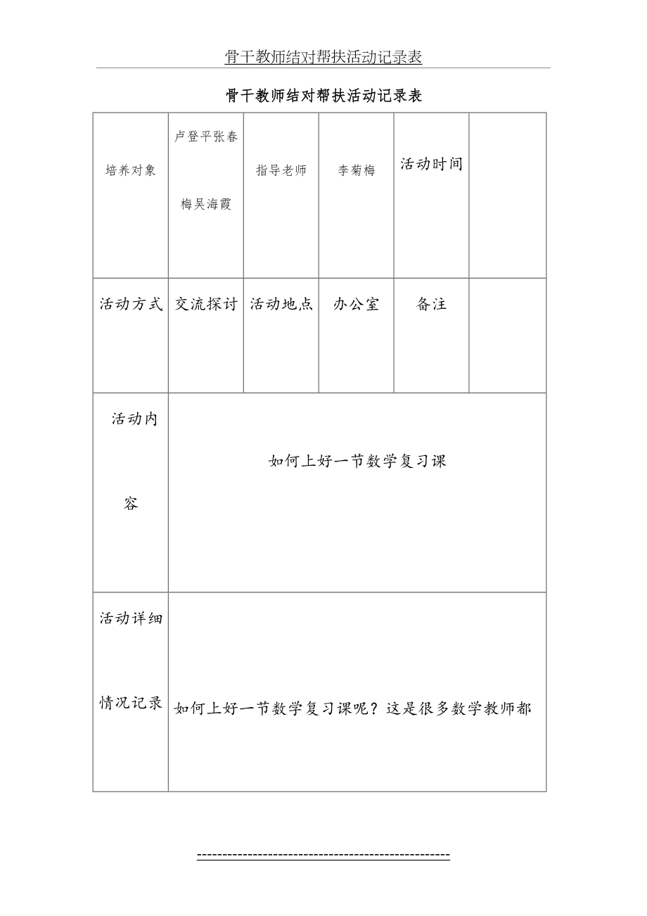 骨干教师结对帮扶活动记录表19768.doc_第2页