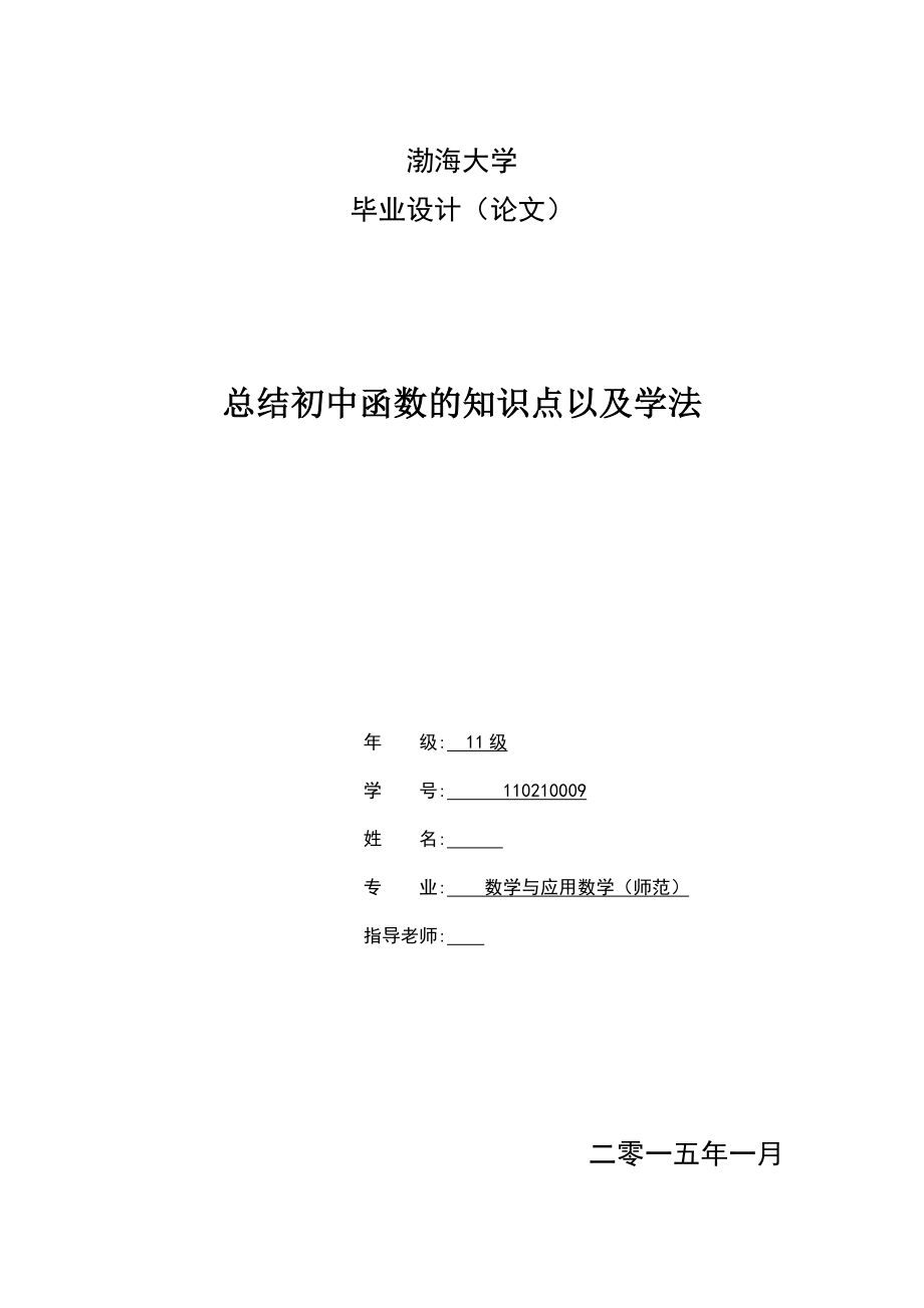 总结初中函数的知识点以及学法毕业论文.doc_第1页