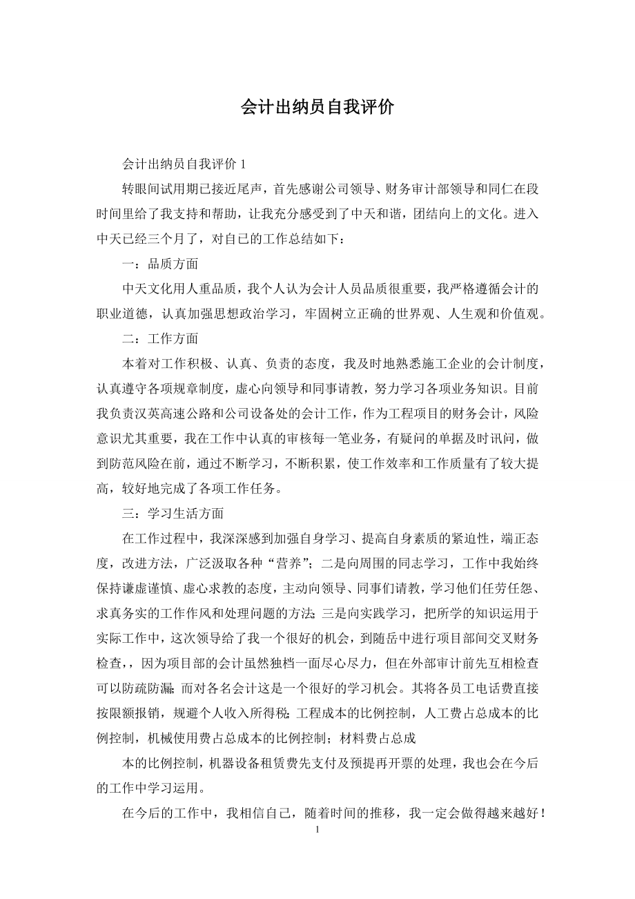 会计出纳员自我评价.docx_第1页