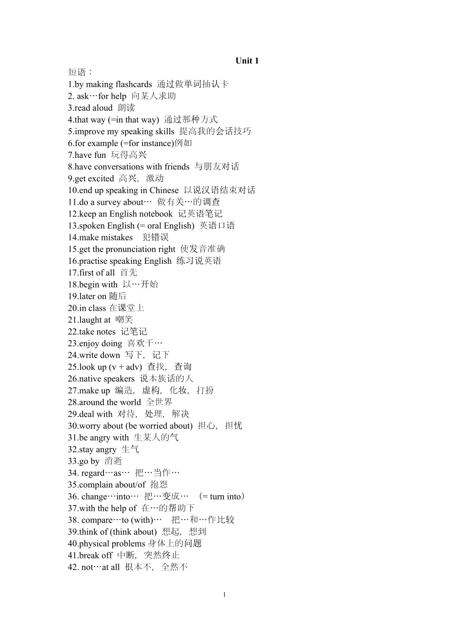 九年级英语重点短语和句子.doc_第1页