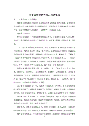 对于大学生销售实习总结报告.docx