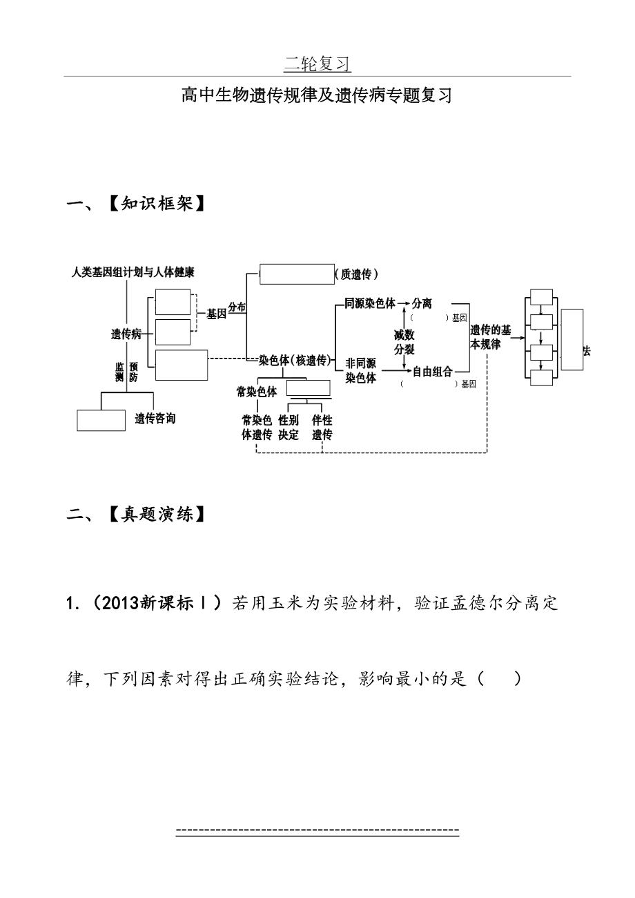 高中生物遗传规律及遗传病专题复习讲义.doc_第2页