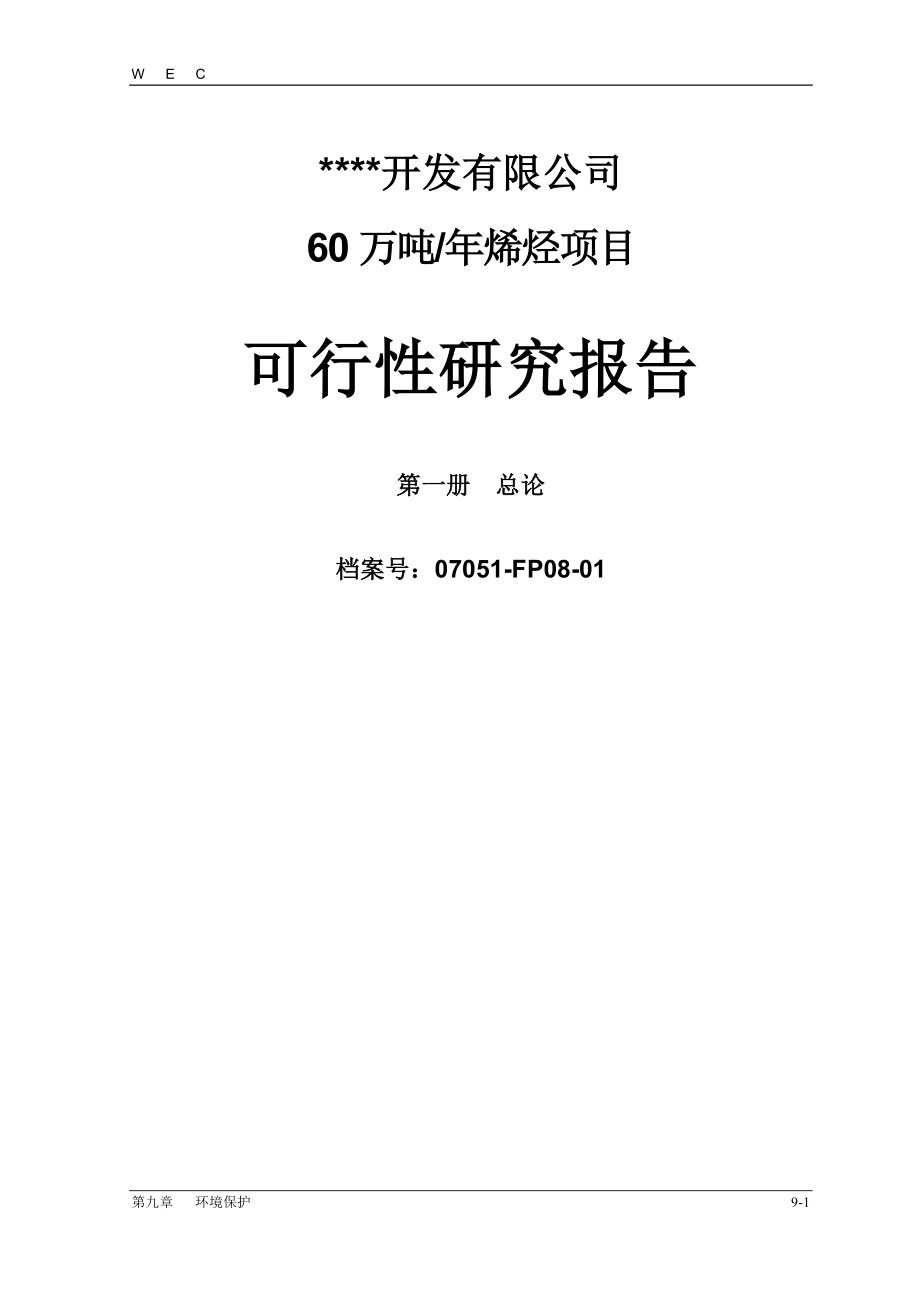 库车广汇新能源开发有限公司60万吨年烯烃项目可行性研究报告.docx_第1页