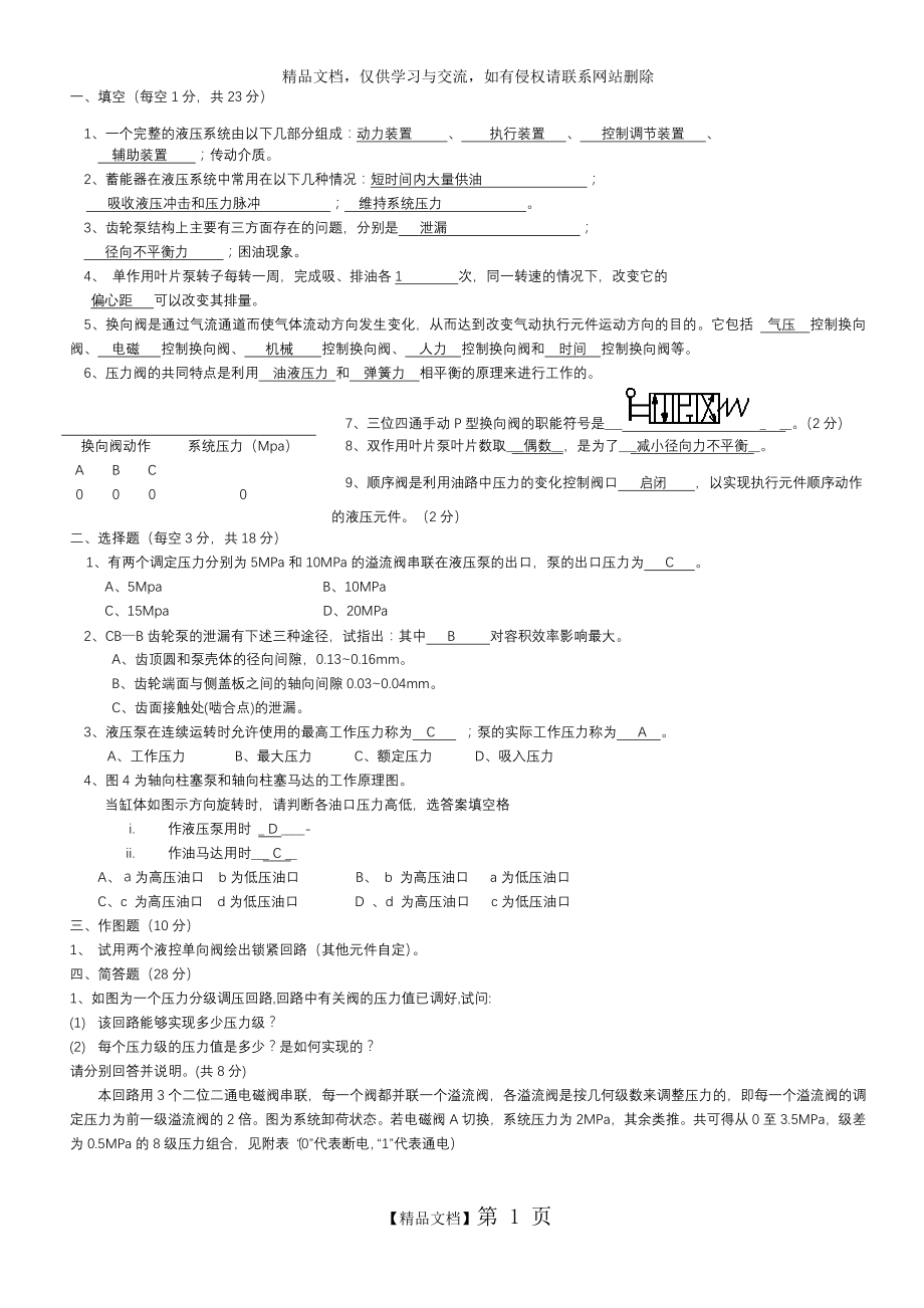 液压试题及答案.doc_第1页