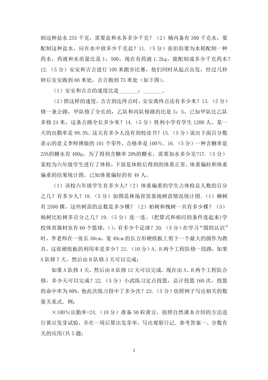 冀教版六年级上册数学期末复习冲刺卷(一).docx_第2页