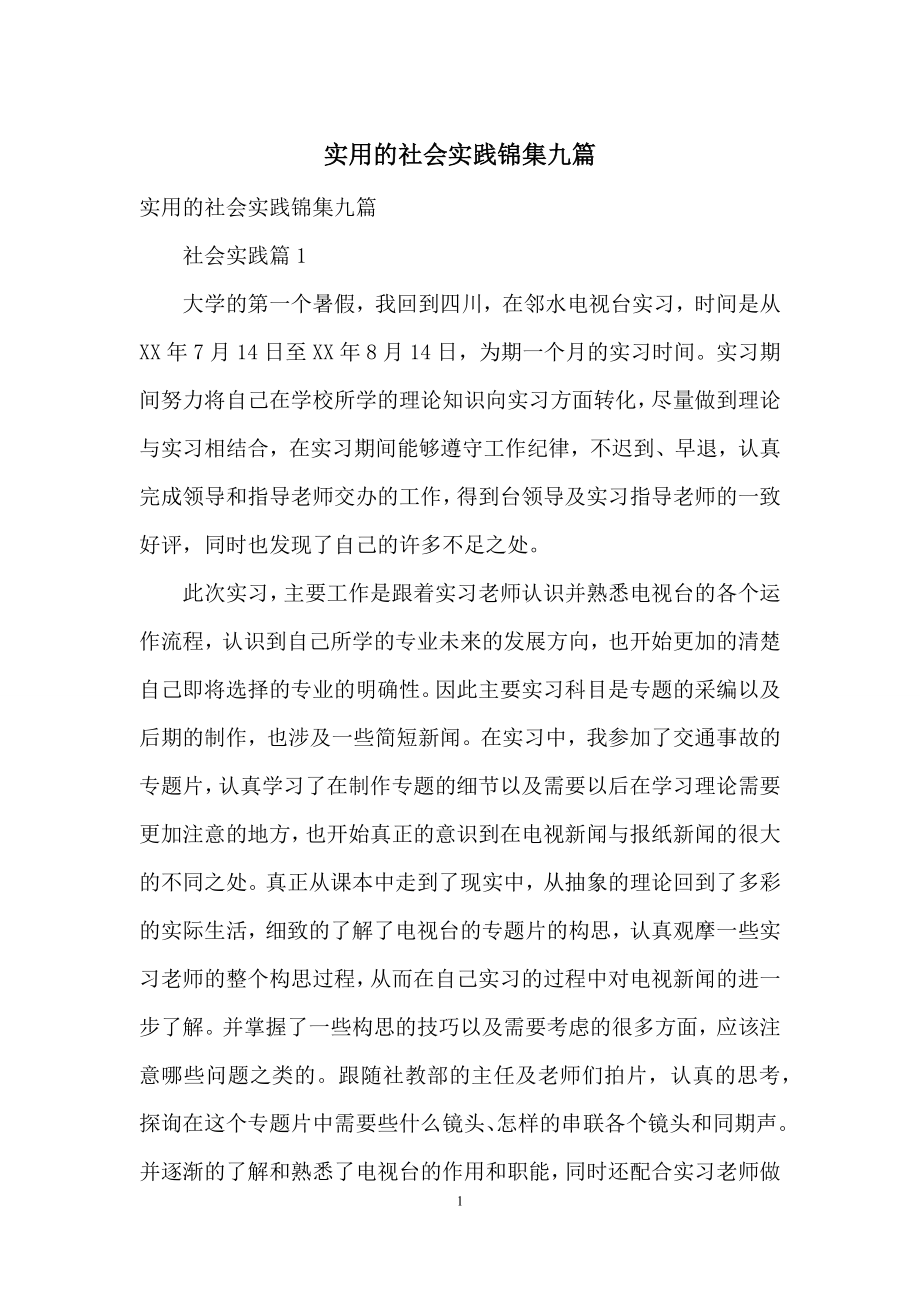 实用的社会实践锦集九篇.docx_第1页