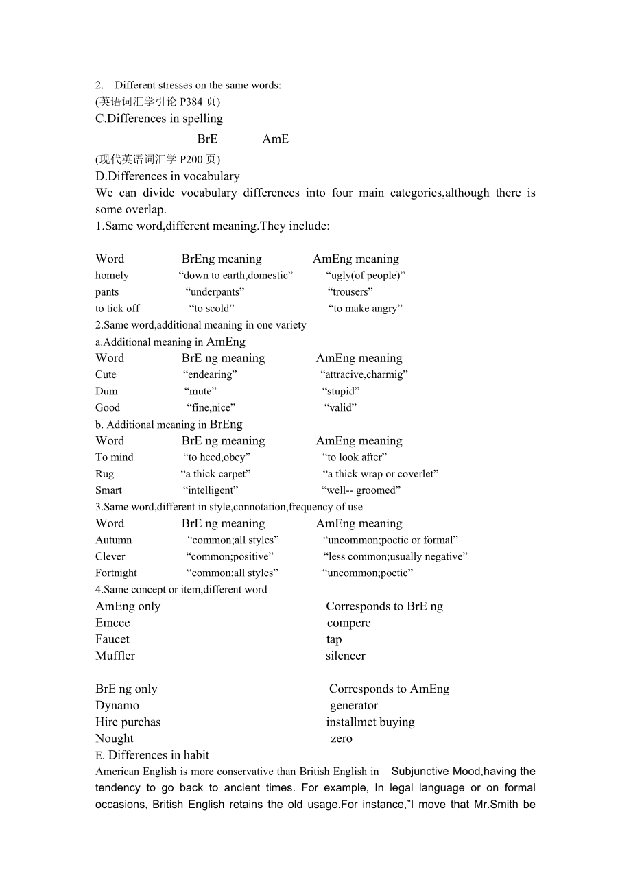 The Difference Between British English and American English 词汇学论文.doc_第2页