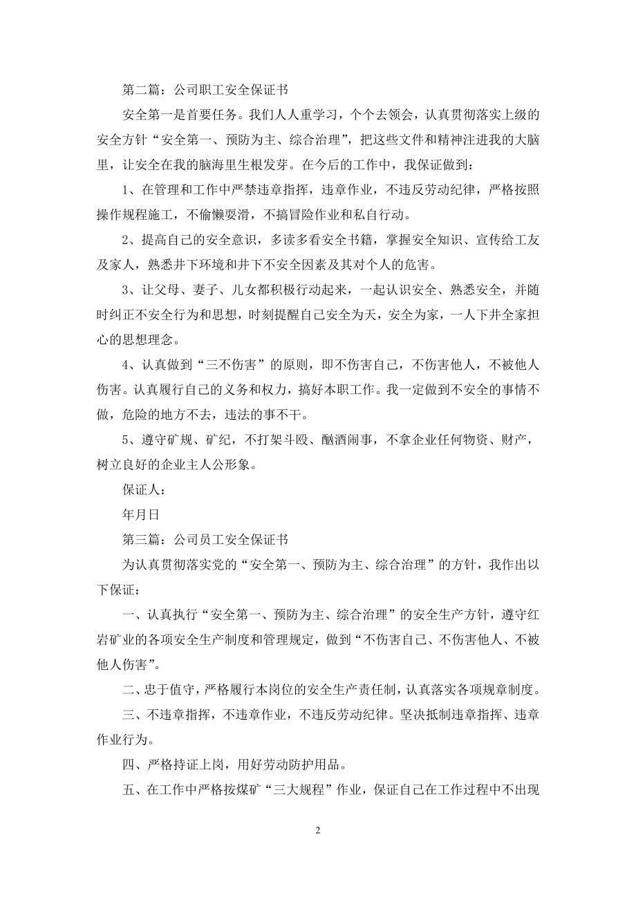 公司安全保证书(精选多篇).docx_第2页