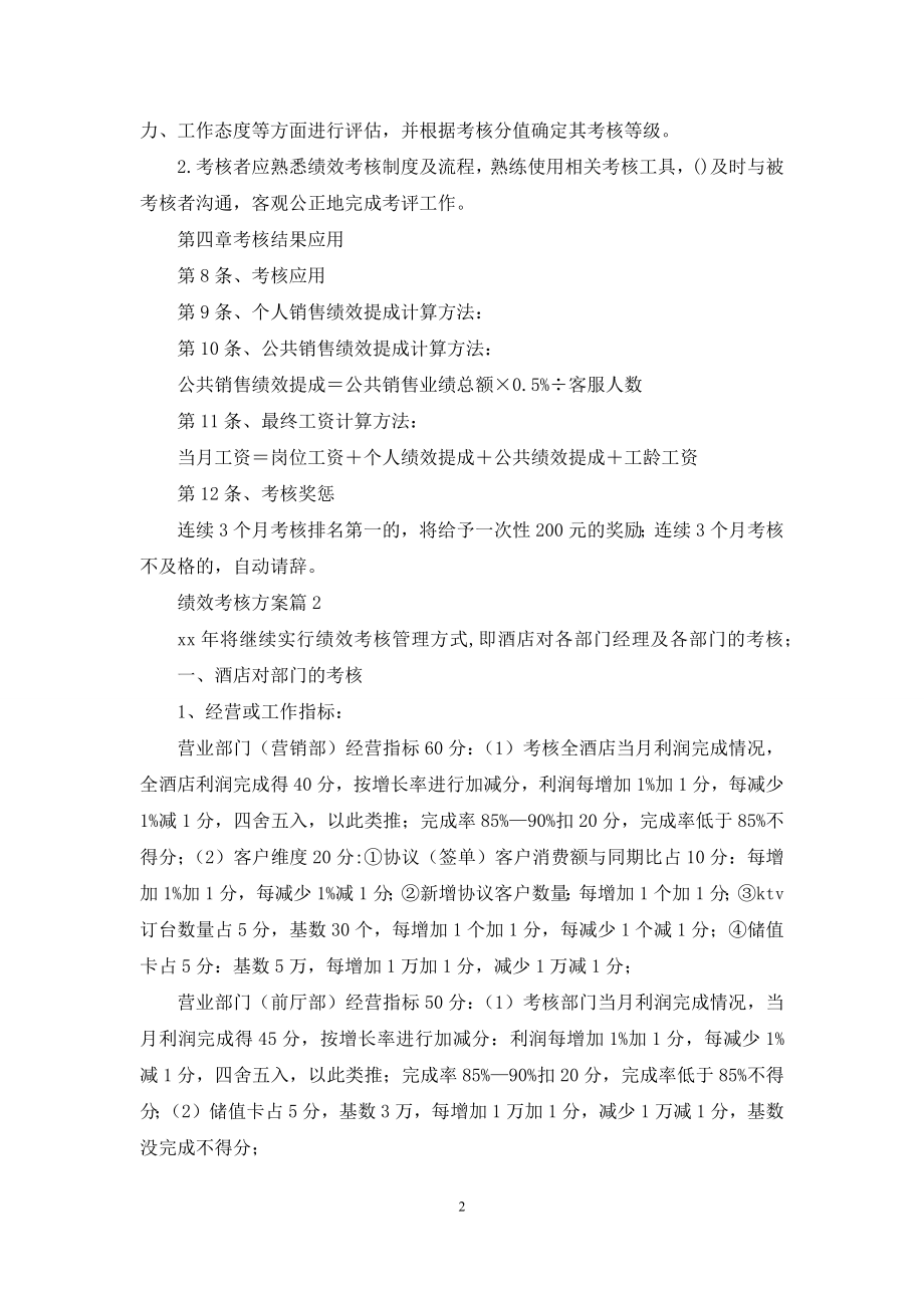 有关绩效考核方案模板合集五篇.docx_第2页