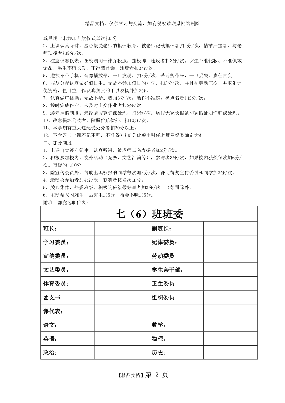 班干部职责以及班规一览表.doc_第2页