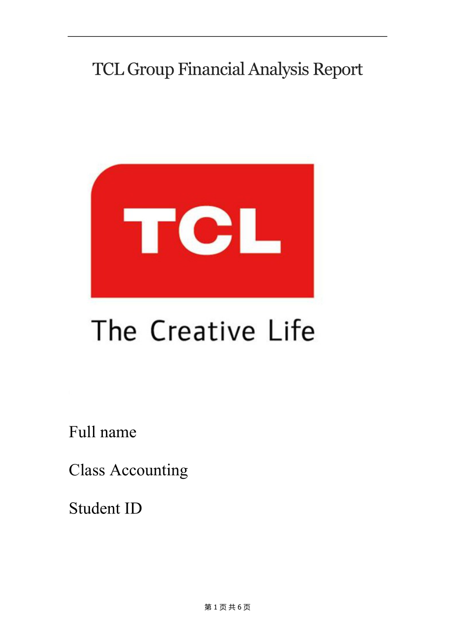 TCL Group Financial Analysis Report会计英语.docx_第1页