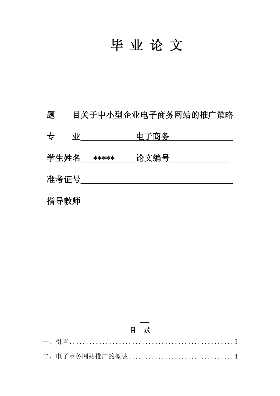 关于中小型企业电子商务网站的推广策略毕业论文.doc_第1页