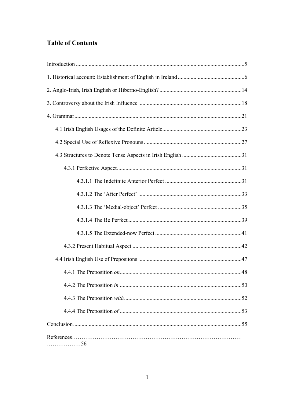 The Influence of the Irish language on Irish English Grammar英语专业毕业论文.doc_第2页