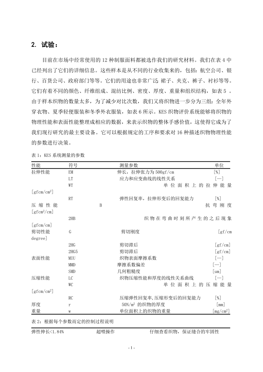 制服织物在成衣制造中的力学性能评价.docx_第2页