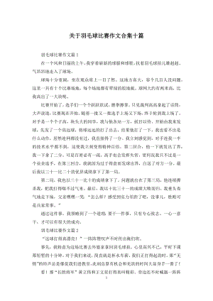 关于羽毛球比赛作文合集十篇.docx