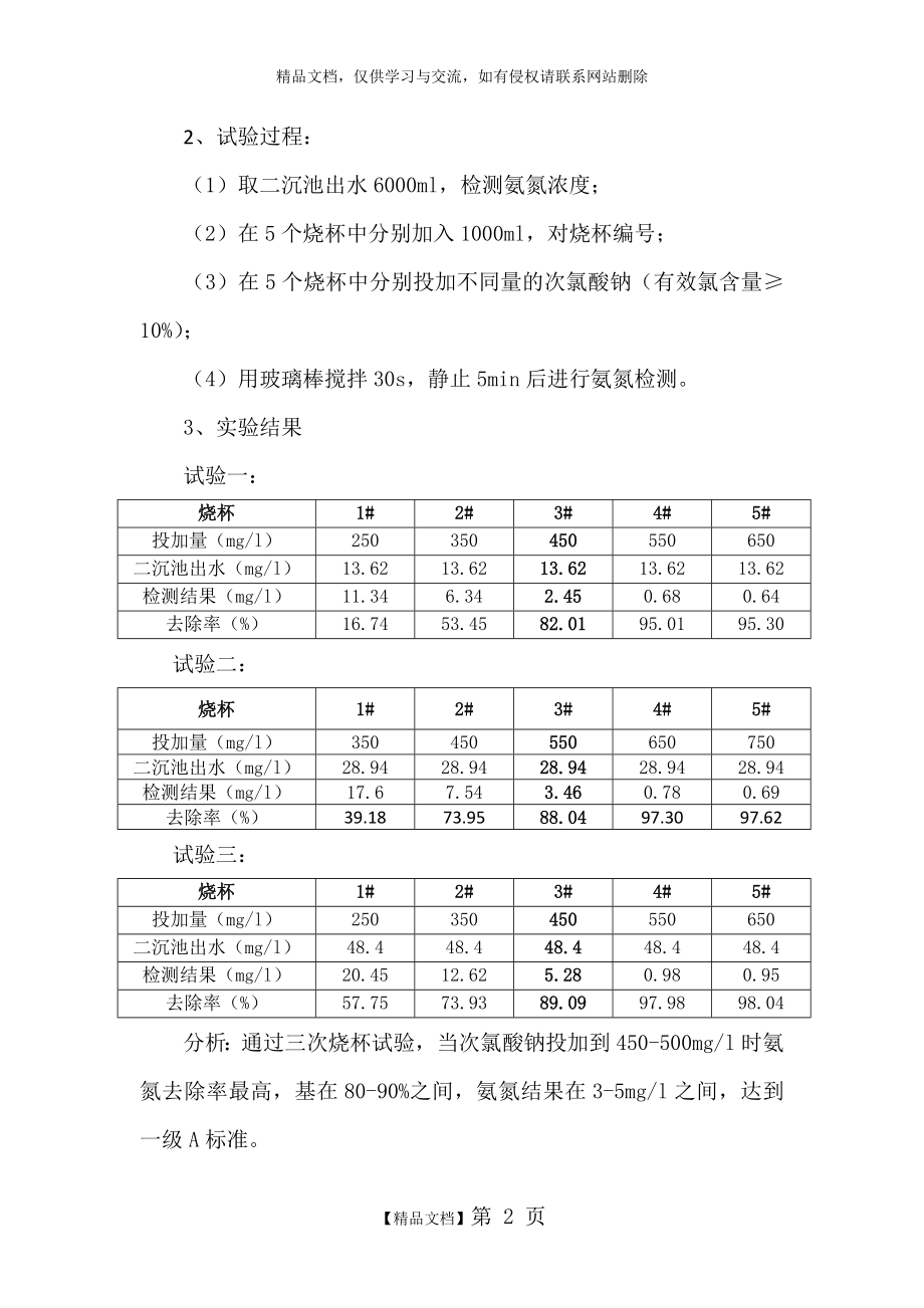 次氯酸钠作为氨氮去除剂在污水处理中的应用.doc_第2页