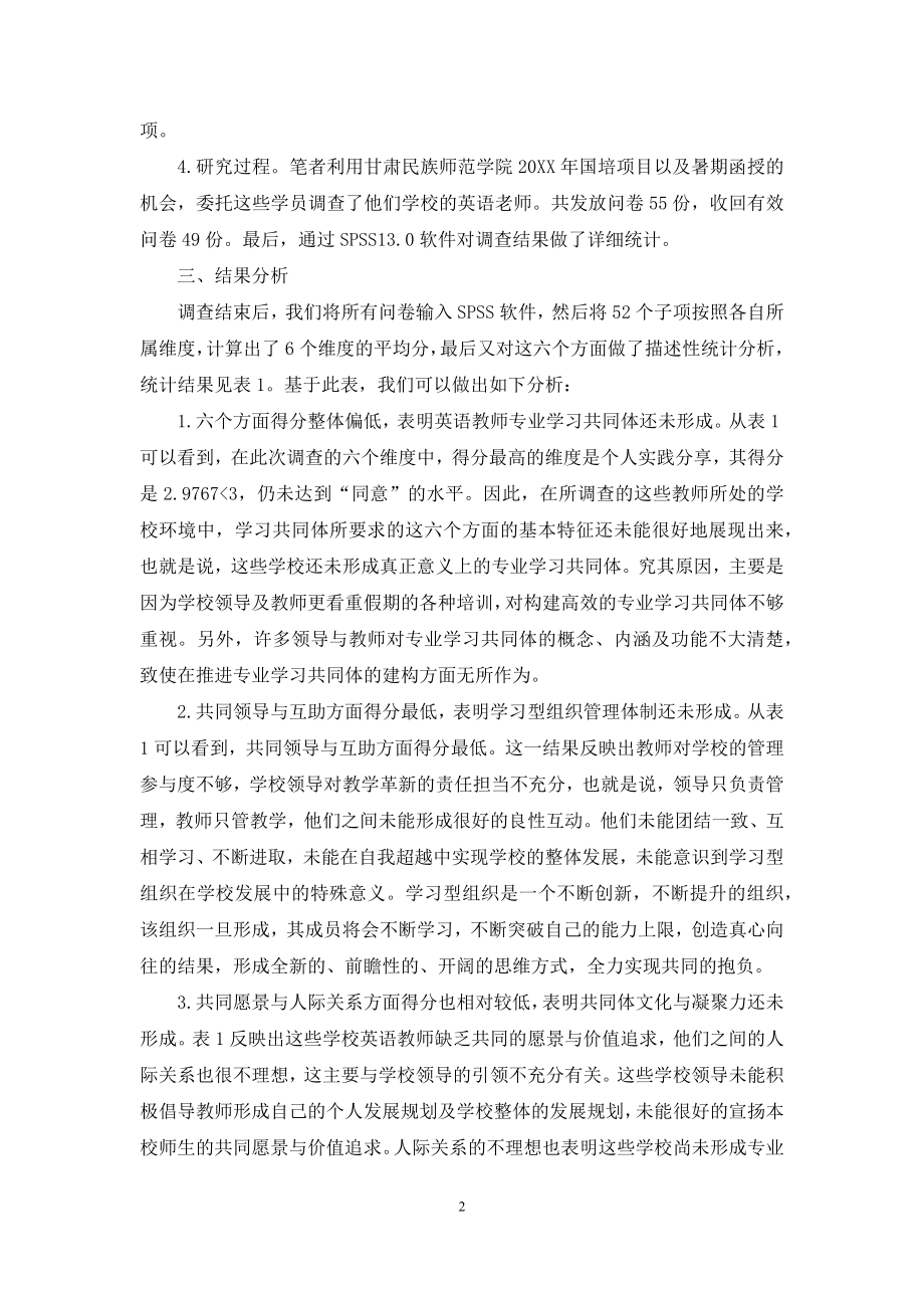 乡村初中英语教师专业学习共同体发展状况研究.docx_第2页