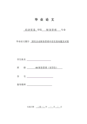 国有企业财务管理中存在的问题及对策毕业论文.doc