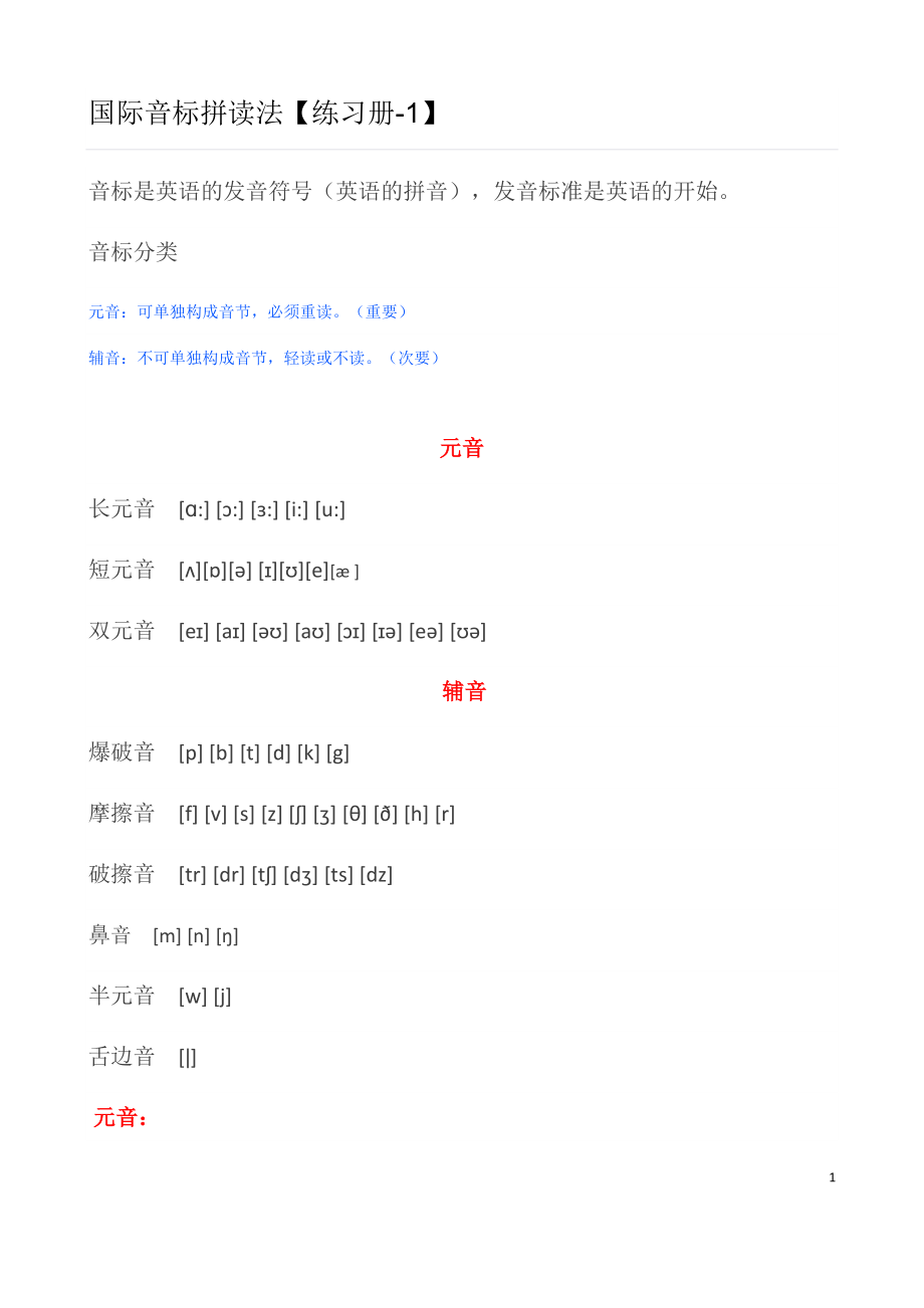 国际音标拼读法【练习册】.docx_第1页