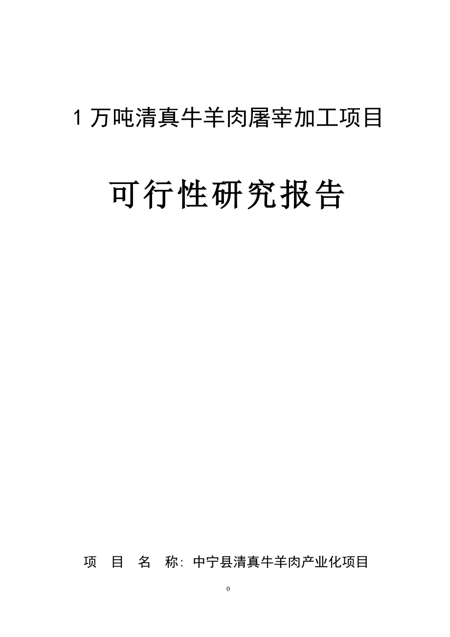 1万吨清真牛羊肉屠宰加工项目可行性研究报告.docx_第1页