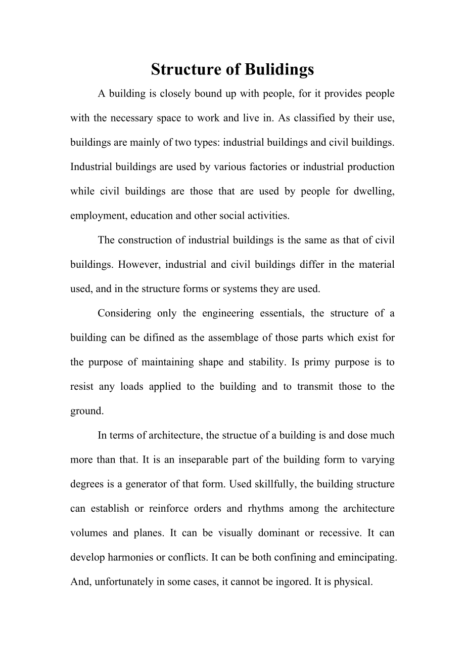 Structure of Bulidings土木工程毕业论文外文资料翻译.doc_第1页