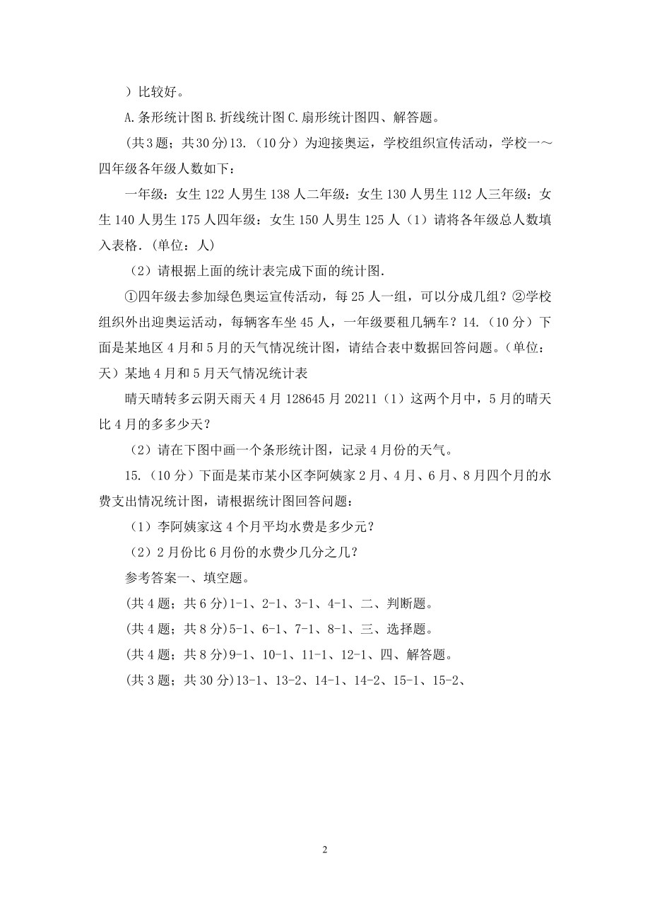 人教版小学数学五年级下册第七单元折线统计图同步练习.docx_第2页