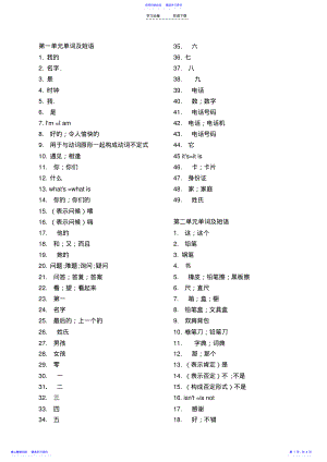 2022年七年级上册英语单词表人教版2 .pdf