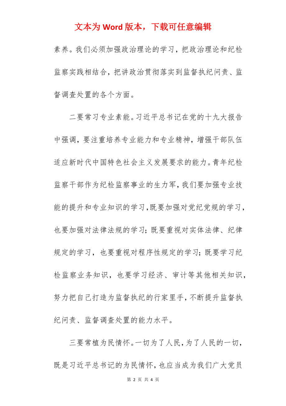 纪检干部在2022年五四青年节座谈会上的研讨发言材料范文.docx_第2页