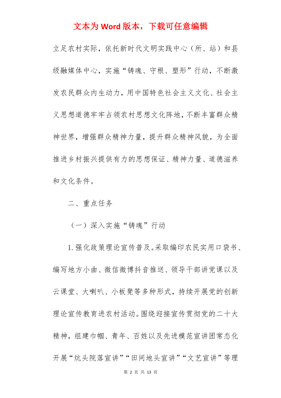 2022年全市推进乡村文化振兴工作计划范文.docx_第2页