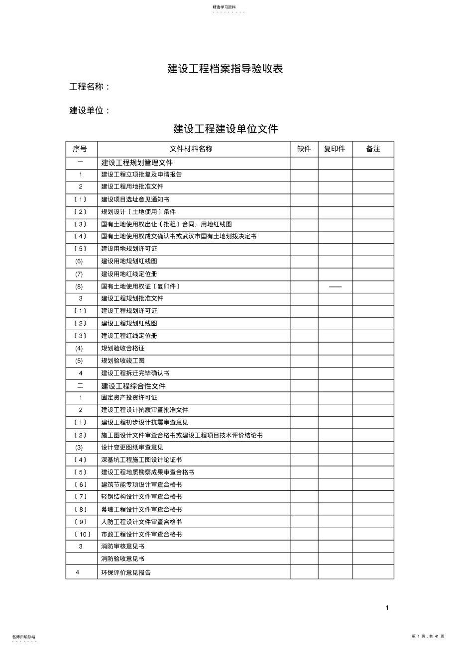 2022年武汉市城建档案馆最新资料指导归档目录 .pdf_第1页