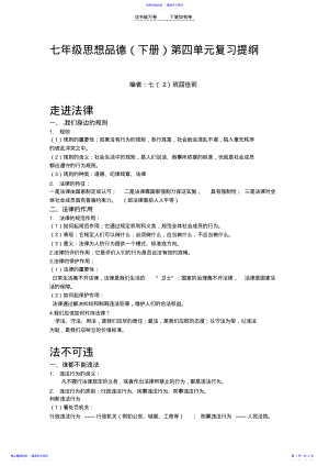 2022年七下政治第四单元复习提纲 .pdf