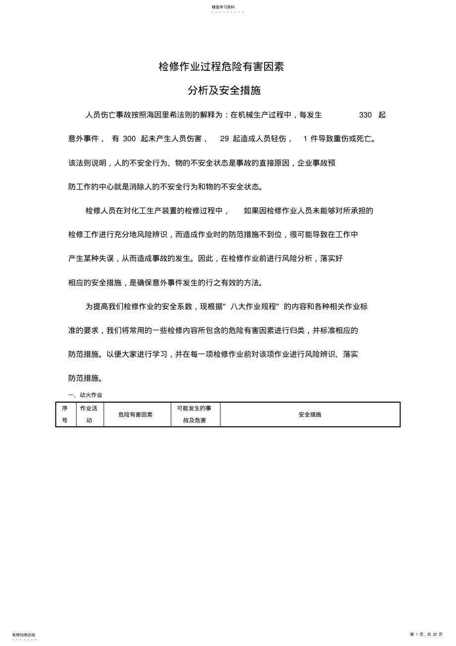 2022年检修作业过程危险有害因素分析及措施0 .pdf_第1页