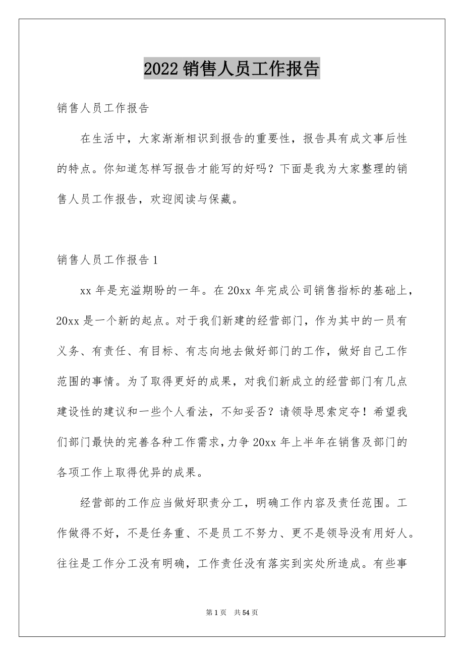 2022销售人员工作报告例文1.docx_第1页