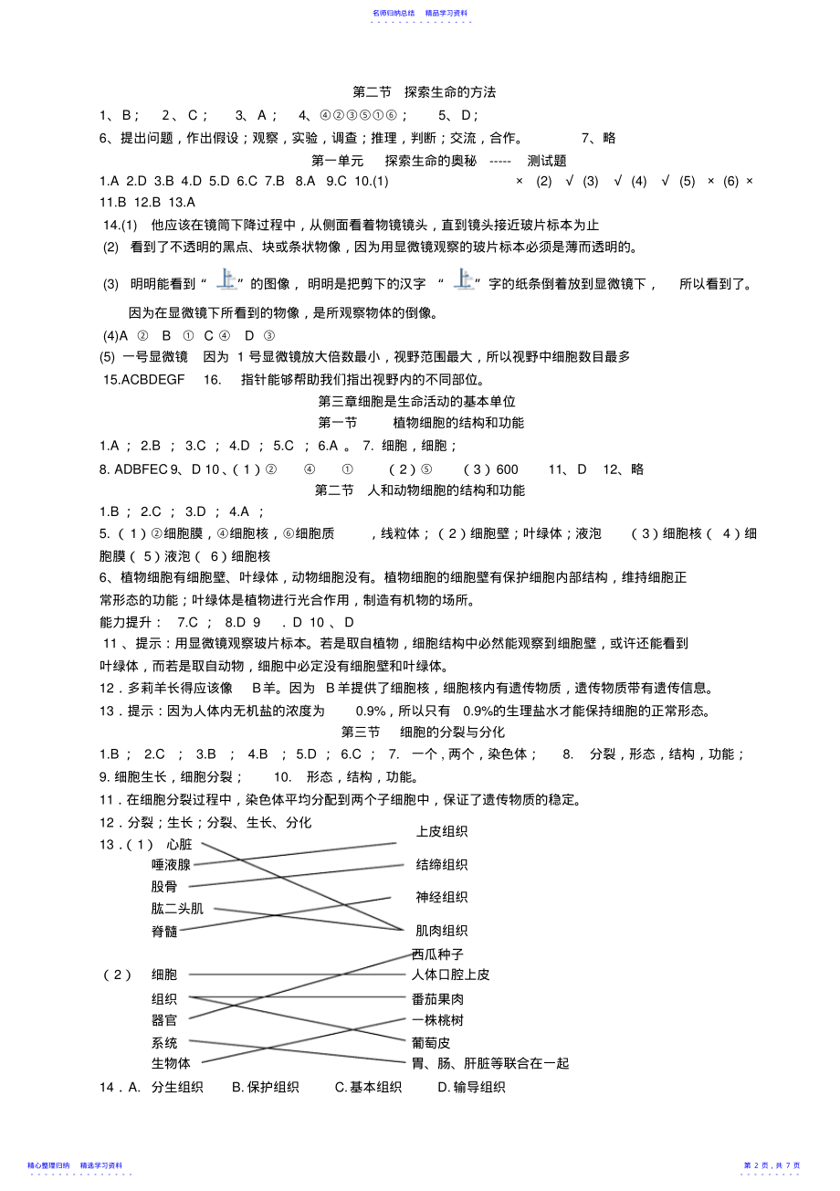 2022年七年级上册生物资源评价参考答案 .pdf_第2页