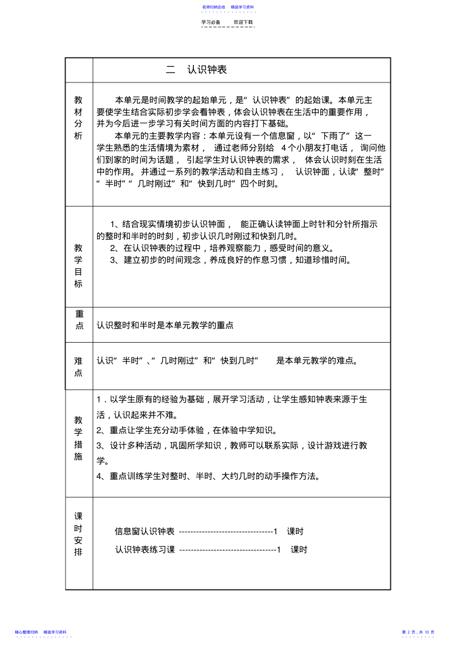 2022年一年级数学下册单元备课 .pdf_第2页