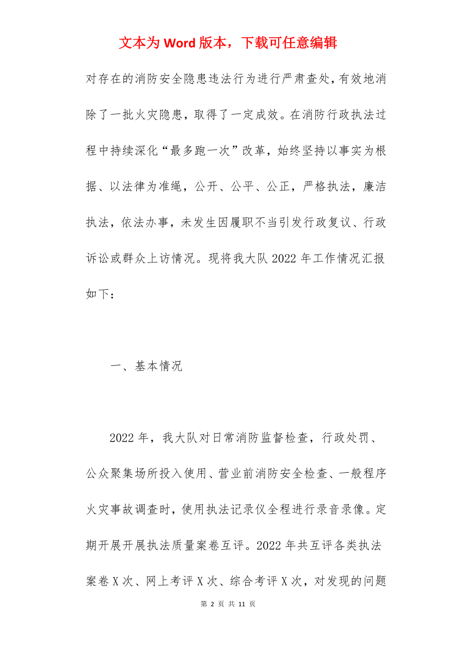 消防救援大队关于2022年执法工作总结汇报范文.docx_第2页